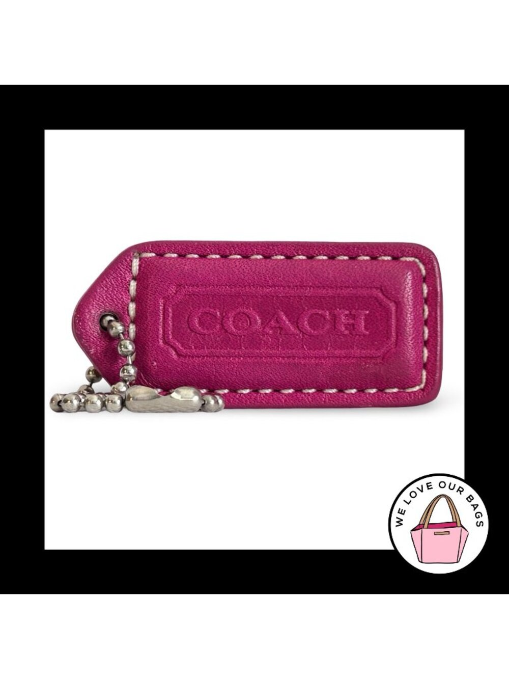 Soho COACH Y2K VINTAGE HangTag 2" Pink & Vachetta Leather Bag Charm Keychain Fob